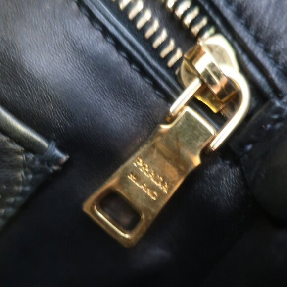 AUTHENTIC Prada Vitello Bowler Black Brown Serial No. 25 Leather Satchel Handbag - Picture 13 of 16